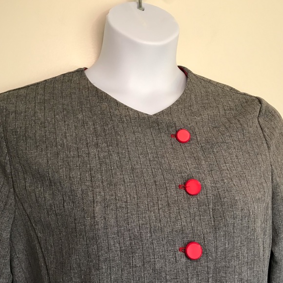Vtg 3 Piece Pant / Skirt Suit Gray & Red Size 12 - Picture 2 of 14